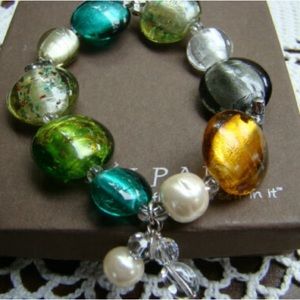 Silpada sterling silver foiled glass bead bracelet